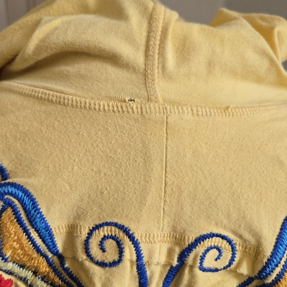 Johnny Was Papillon Bird Butterfly Embroidered Yellow Zip Up Hoodie S Rare - Picture 6 of 13